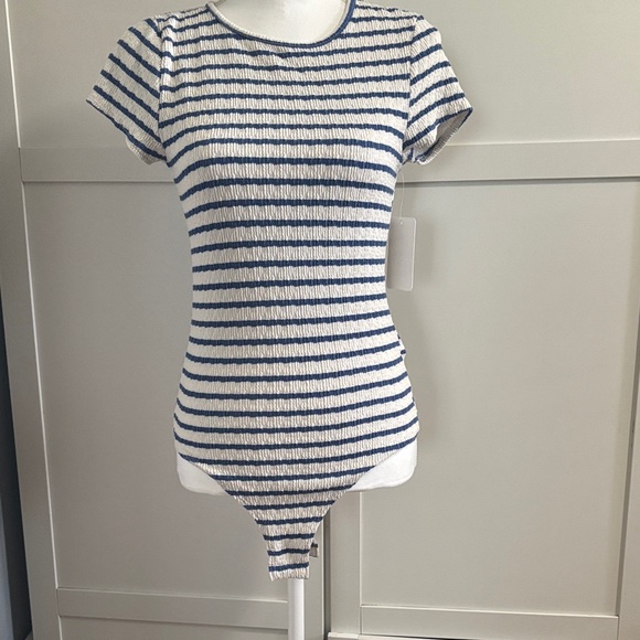 Navy and White Striped Women's Tee - Picture 2 of 6
